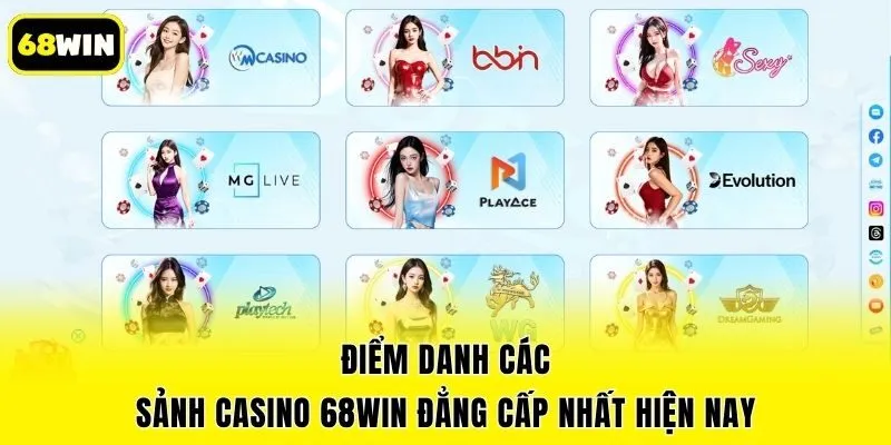 Điểm danh các sảnh Casino 68win đẳng cấp nhất hiện nay